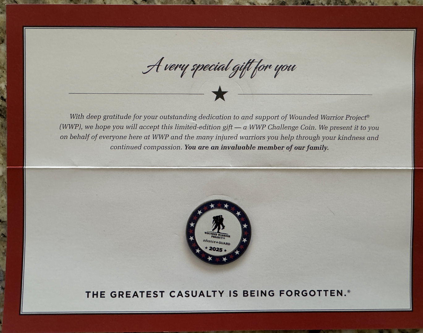 Wounded Warrior Certificate